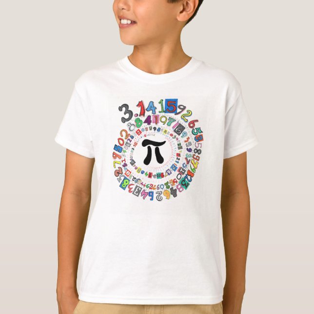Camiseta Piral Colorida de Dígitos de Pi (Frente)