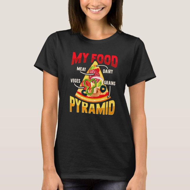 Camiseta Pirâmide De Comida De Pizza Para Pizza Lover (Frente)