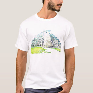 Camiseta Pirâmide do design da aguarela de Chichen Itza