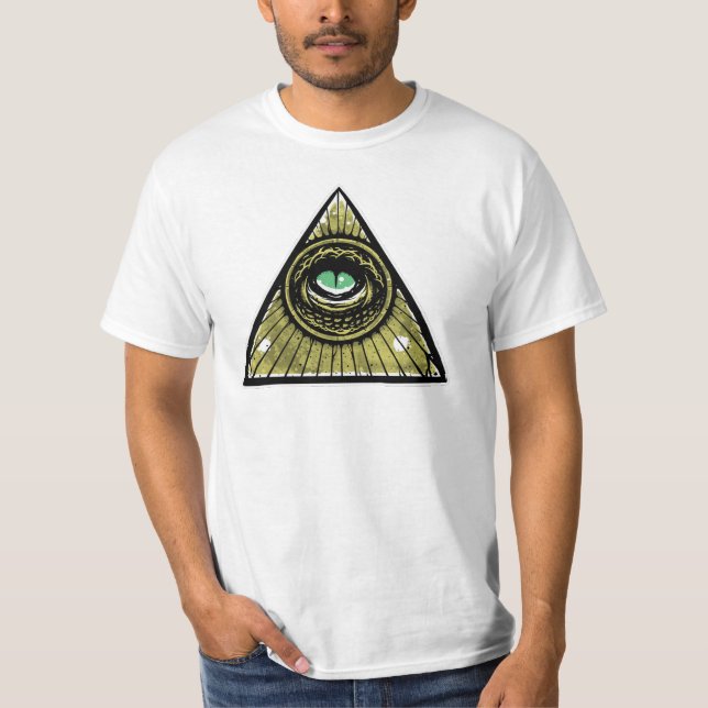 Camiseta Pirâmide do olho do Reptilian do hipster de (Frente)
