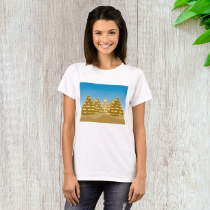 Camiseta Pirâmides Egípcias Douradas Geométricas Paisagem d
