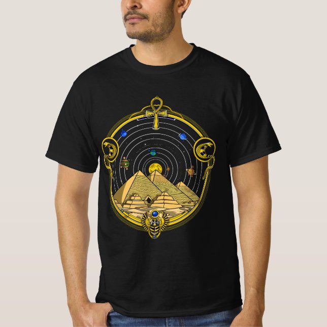 Camiseta Pirâmides Egípcias Símbolo Ankh Olho De Horus Sagr (Frente)