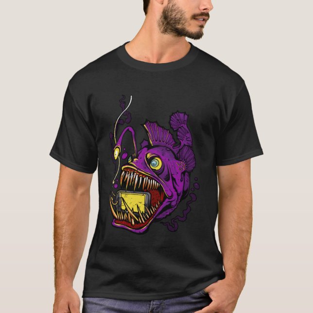 Camiseta Piranha-do-mar profundo (Frente)