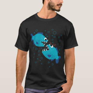Camiseta Piranha Engraçado Fofocando Desenho Animado Fofo Á