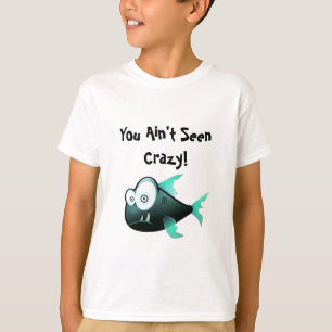 Camiseta Piranha Louco, Desenho de Peixe de Desenho Animado