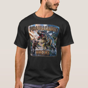 Camiseta Piranhasaurus Destrói Fotográfico – Engraçado Assu