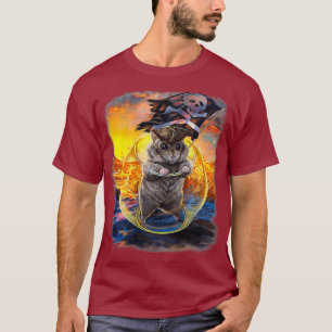 Camiseta Pirata Anã de Hamster Velejando em Tanque de Peix
