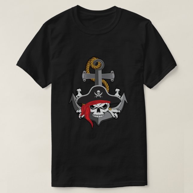 Camiseta Pirata - Âncora do crânio (Frente do Design)
