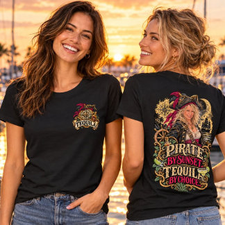 Camiseta Pirata ao Pôr do Sol, Tequila por Escolha Navegand