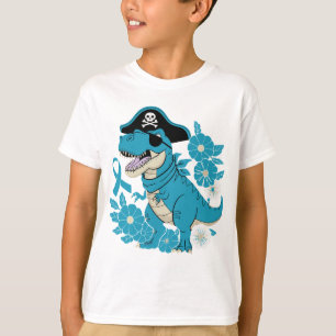 Camiseta Pirata Azul-Rex Pirata-Floral Pirata Dinossauro