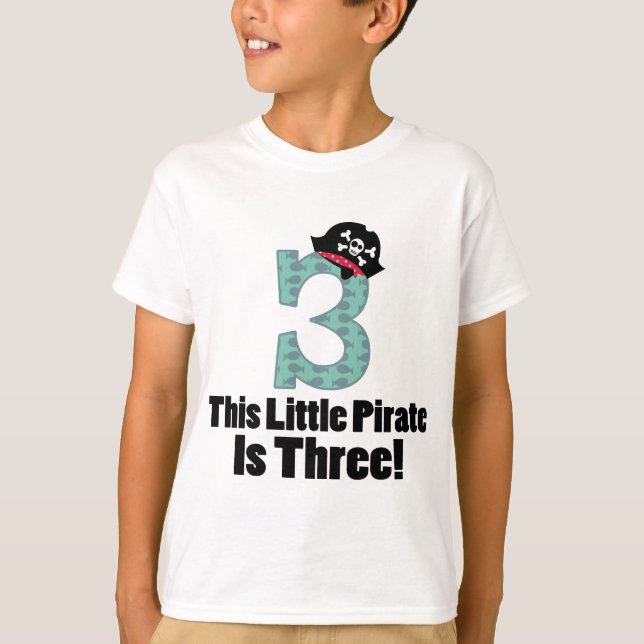 Camiseta Pirata bonito do aniversário de 3 anos (Frente)