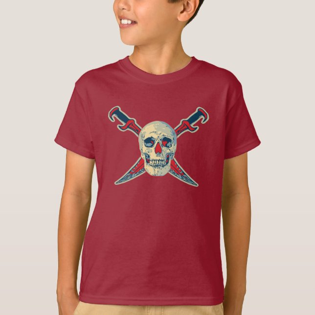 Camiseta Pirata (Crânio) - Conforto sem Marcação das Mãos B (Frente)