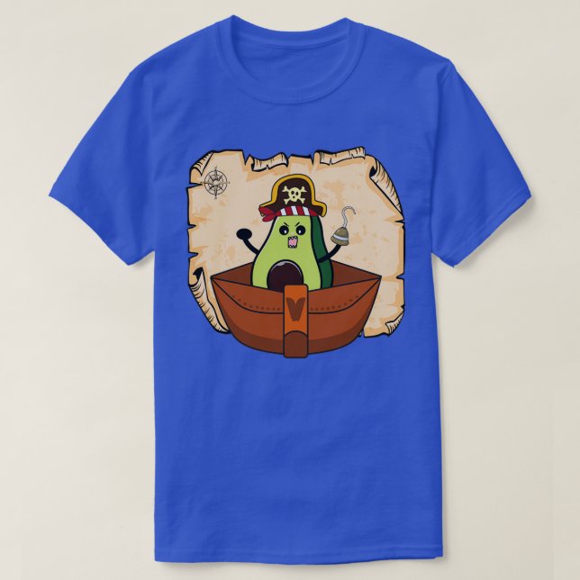 Camiseta Pirata de abacate engraçado num barco (Frente do Design)