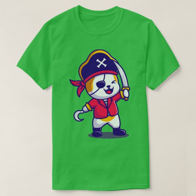 Camiseta Pirata De Gato Bonito Com Cartoon De Espada (Frente do Design)