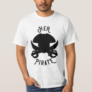 Camiseta Pirata dela Cruz Negra Caveira e Espada Branco