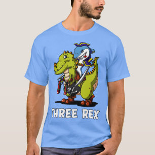 Camiseta Pirata do aniversário de 3 anos Rex Dinossaur