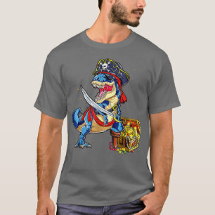 Camiseta Pirata do Assustador do Halloween Dinossaur T re J
