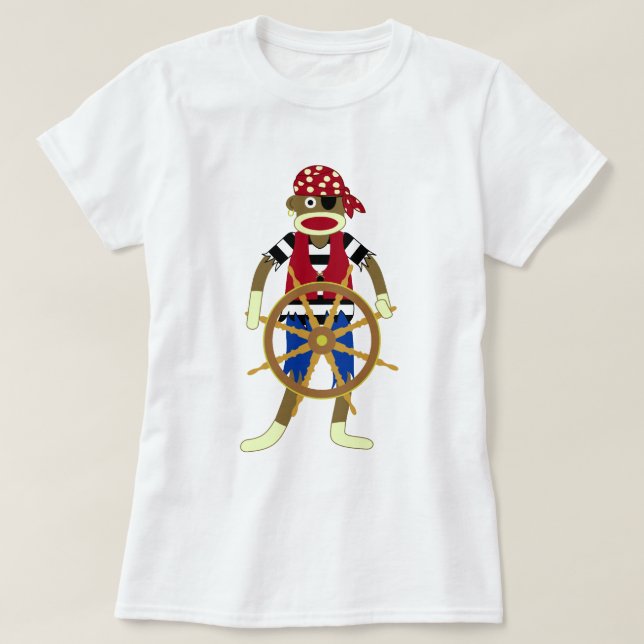 Camiseta Pirata do macaco da peúga (Frente do Design)