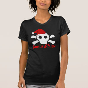 Camiseta Pirata do papai noel - crânio bonito do pirata co