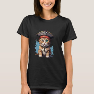 Camiseta Pirata e Gato O Bucaneiro Felino