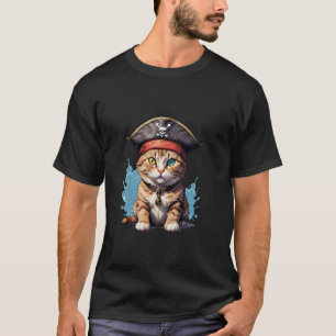 Camiseta Pirata e Gato O Bucaneiro Felino