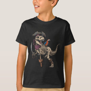 Camiseta Pirata Esqueleto Dinossauro T Rex Engraçado Tyrann