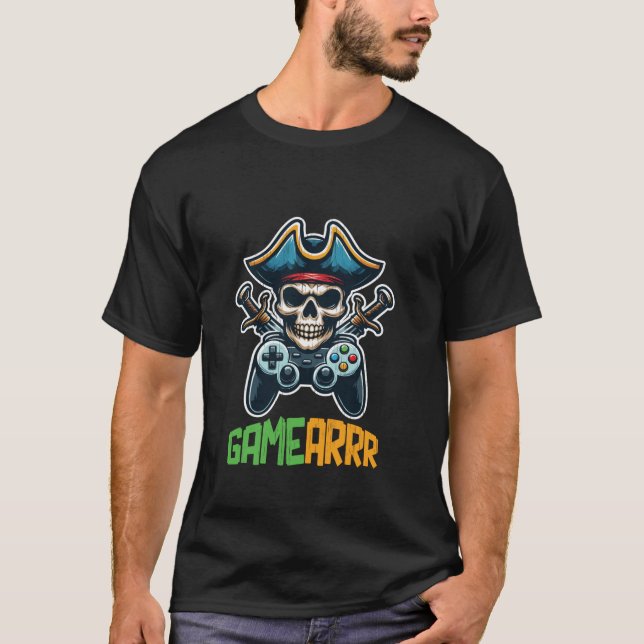 Camiseta Pirata Gaming Controller Vídeo Game Lover Hallowee (Frente)