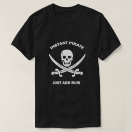 Camiseta Pirata Instantânea Adicionar Rum Básico Preto