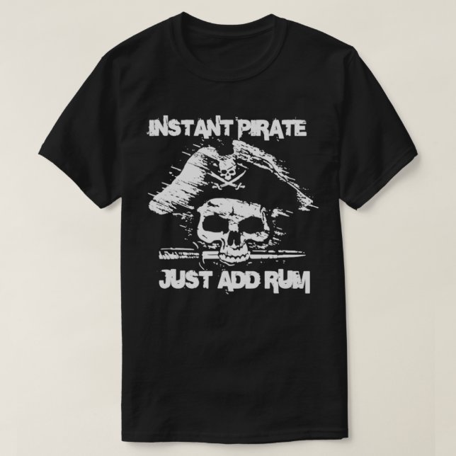 Camiseta Pirata Instantânea Apenas Adicione Rum (Frente do Design)
