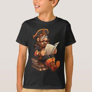 Camiseta Pirata lendo livro leitor de livro engraçado minho