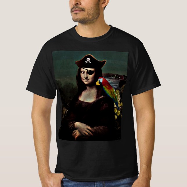 Camiseta Pirata Mona Lisa com Pala no Olho (Frente)