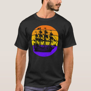 Camiseta Pirata Navio Vintage Sunset
