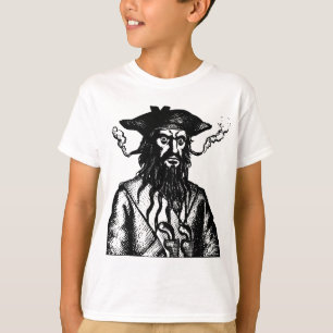 Camiseta Pirata Negra Capitão Buccaneer Edward Teach S