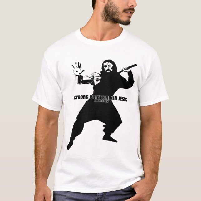 Camiseta Pirata Ninja Jesus do Cyborg (Frente)