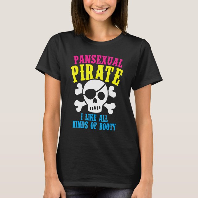 Camiseta Pirata Pansexual Arco-Íris Ally LGBTQ Pride Co (Frente)