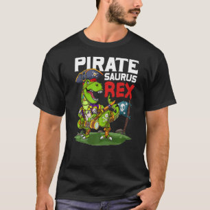 Camiseta Pirata Saurus Rex Dinosaur Jolly Roger Halloween C