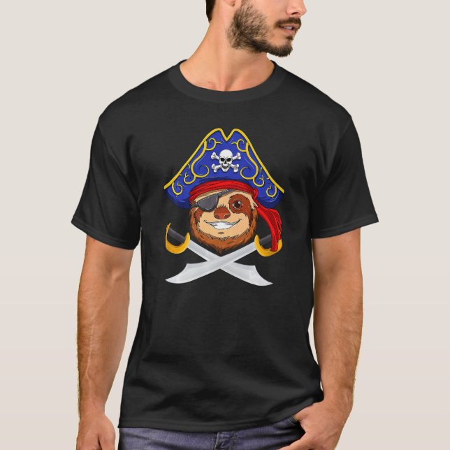 Camiseta Pirata Sloth Jolly Roger Halloween Figurume Boy (Frente)
