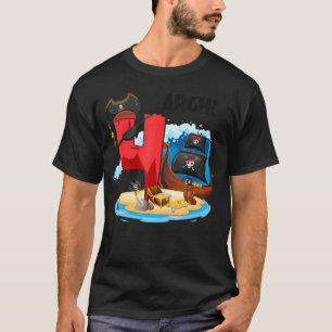 Camiseta Piratas de Aniversário Piratas de 4 Anos Naviam Ar