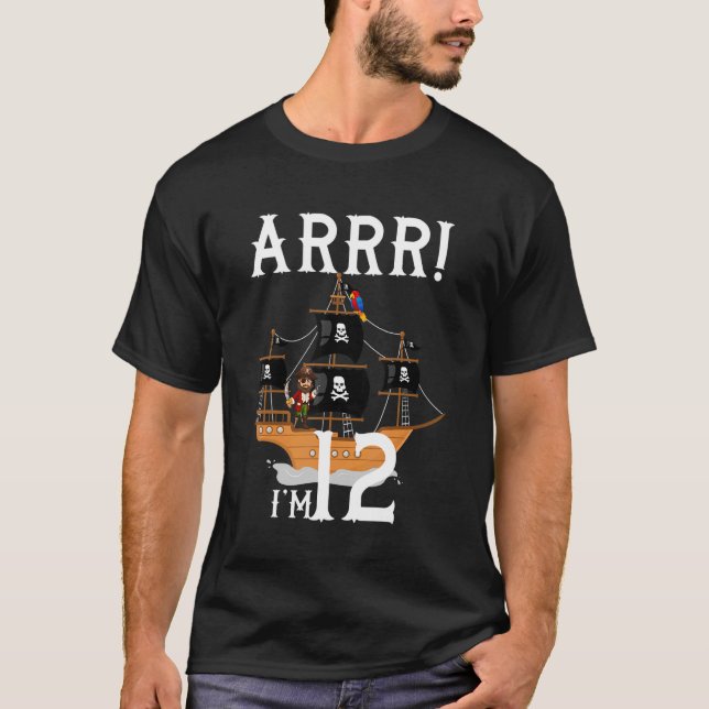 Camiseta Piratas do Aniversário de criança Pirata Shi, de 1 (Frente)