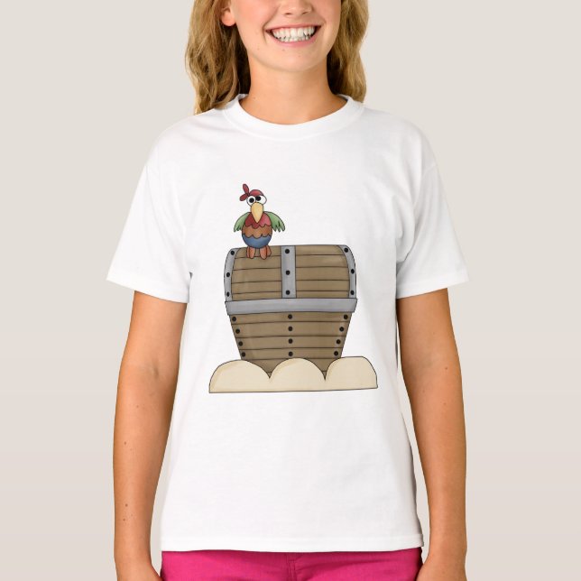 Camiseta Piratas - Treasure Chest & Parrot (Frente)