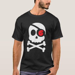 Camiseta Pirate 6 Birthday Skull Crossbones Arr I m 6 anos