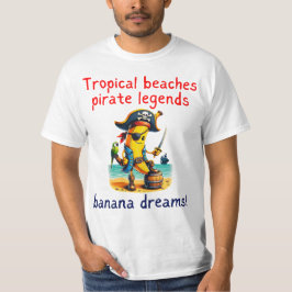 Camiseta Pirate Banana Adventure Vibe em praia tropical