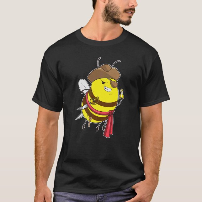 Camiseta Pirate Bee Halloween Pirata Costume Jolly Roger Ca (Frente)