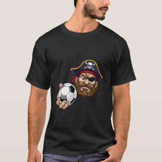 Camiseta Pirate Cartoon Character Holding a Soccer Ball