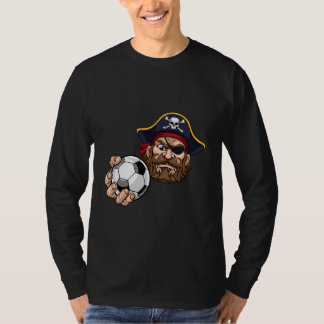 Camiseta Pirate Cartoon Character Holding a Soccer Ball