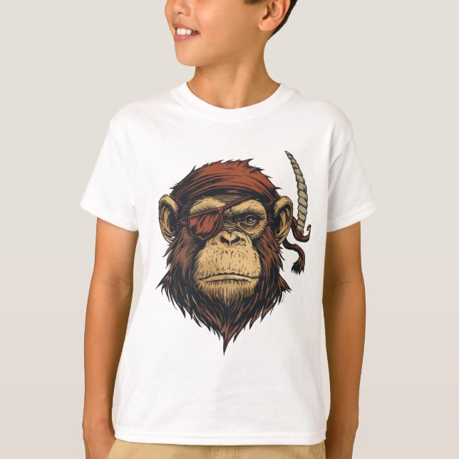 Camiseta Pirate Chimp: Design de Aventuros e Negros (Frente)