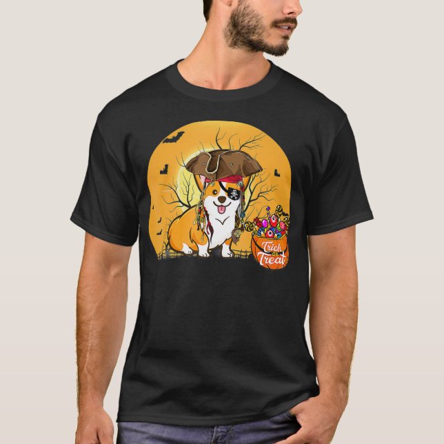 Camiseta Pirate Corgi Halloween Costume (Frente)