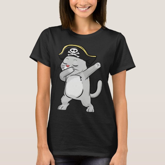 Camiseta Pirate Dabbing Cute Cat  Loves Pet Cats Kittens (Frente)