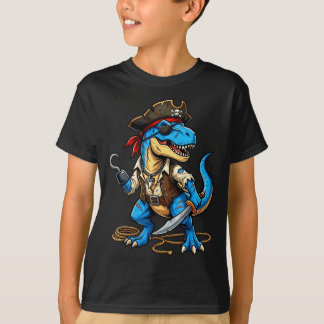 Camiseta Pirate dinosaur t rex boys girls kids funny