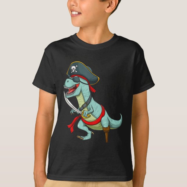 Camiseta Pirate Dinosaur T Rex Funny Tyrannosaurus Hallowee (Frente)